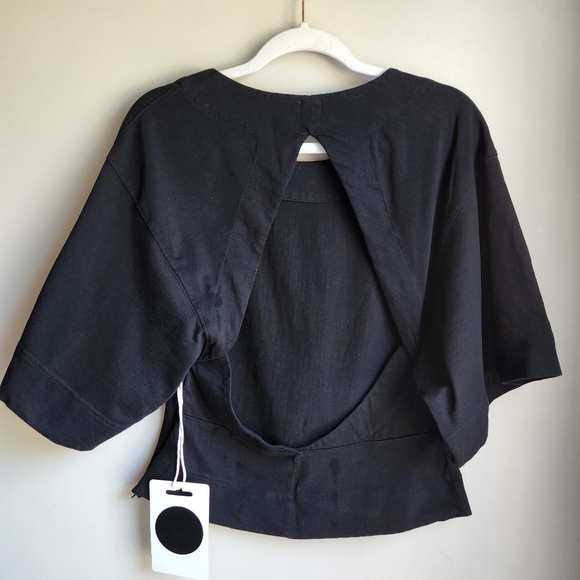 Bassike Double Jersey Batwing Short Sleeve T-shirt In Black Size XL - Picture 4 of 8